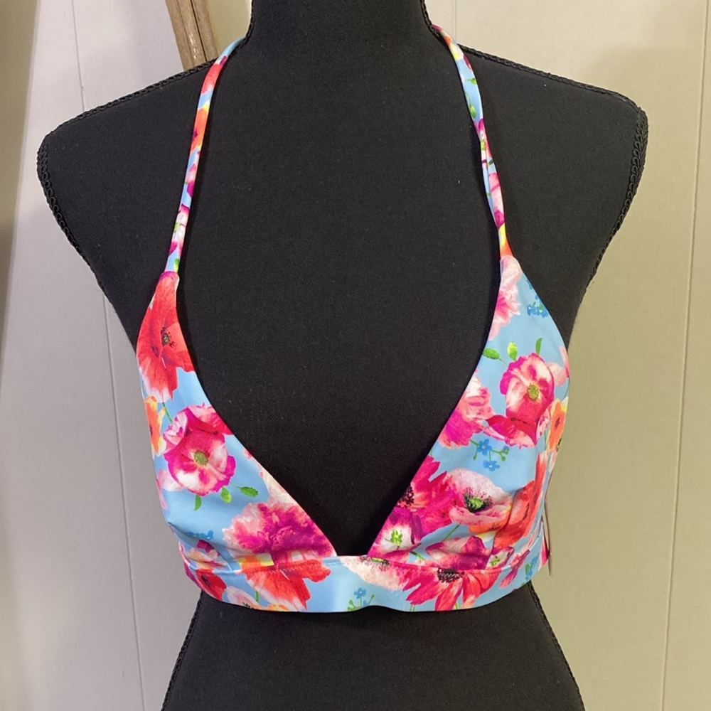 Victoria's Secret Floral Swim Top in Pink and Blue. NWT.